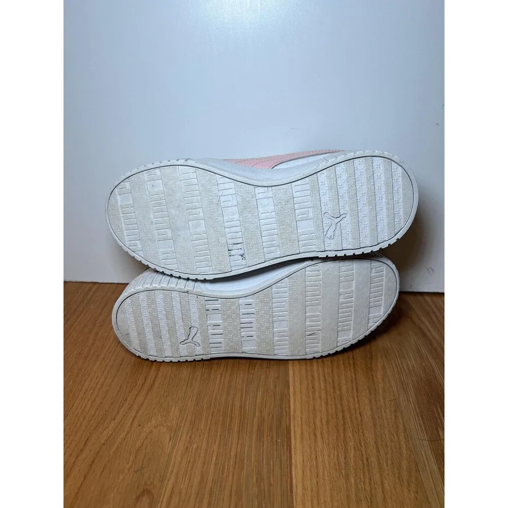 PUMA Carina Shoes Youth Size 4 White Pink Low Top Casual SoftFoam 386185-09